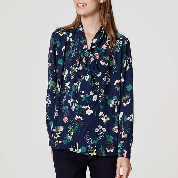 LOFT Tops - Loft VALLEY FLORAL BOW BLOUSE